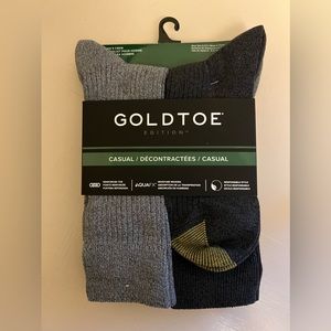 6-pair Gold Toe Canterbury Men’s Rib Casual Socks 2 BLACK 2 CHARCOAL 2 GREY